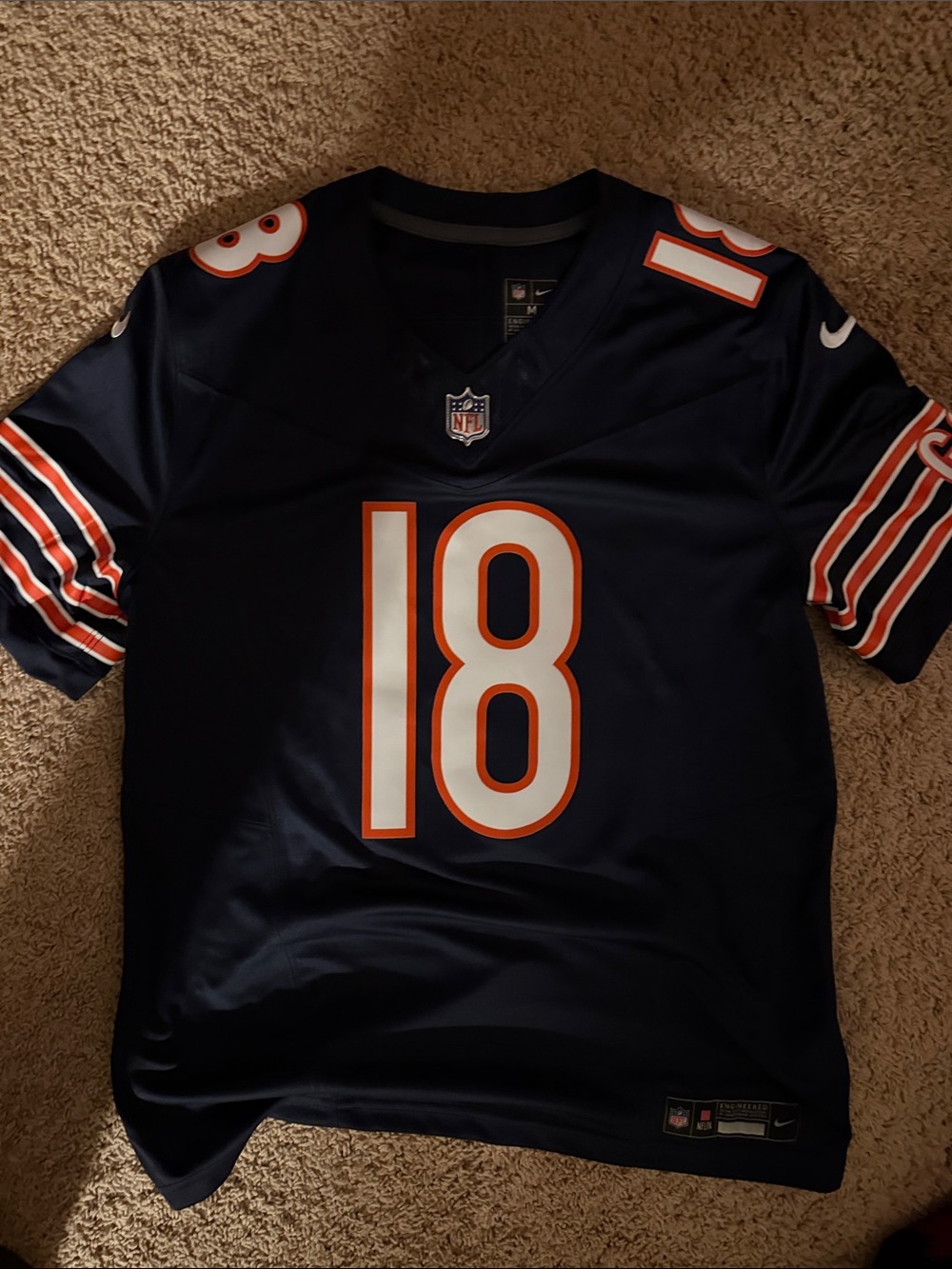 Nike Men's Navy and Orange #18 Football Jersey